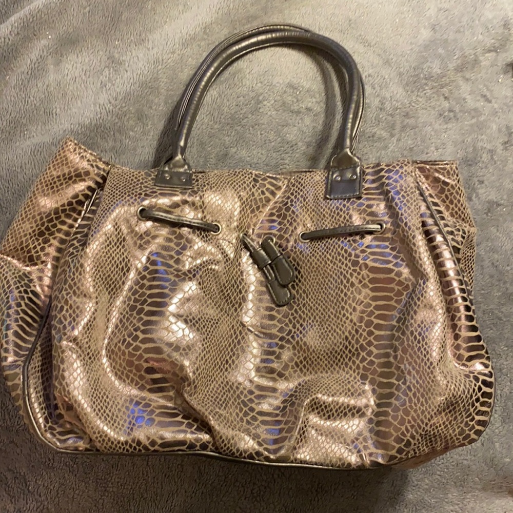 Tote snakeskin grey/silver